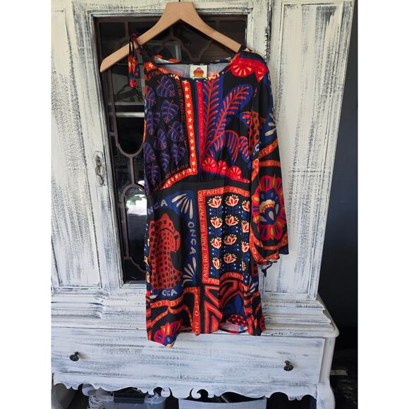 Farm Rio Tropical One-Shoulder Mini Dress - New Size Small - Picture 6 of 6